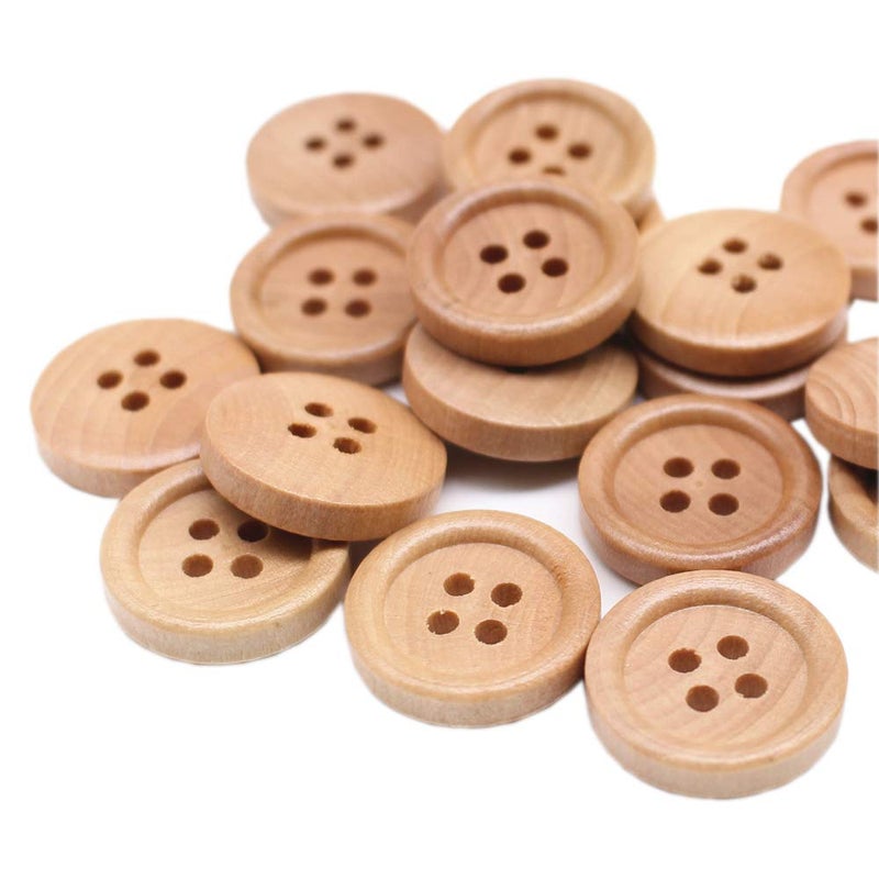 YaHoGa 30pcs 18mm (3/4 inch) Wood Buttons Natural Wooden Buttons for Sewing Sweater Crafts Bulk - Image 1